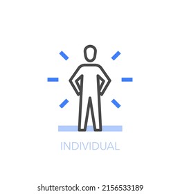 Einfach visualisiertes individuelles Symbol mit einer erfolgreichen Person. Einfache Nutzung für Ihre Website oder Präsentation.