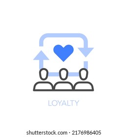 Simple Visualised Loyalty Symbol With A Group Of People And A Heart Symbol. Easy To Use For Your Website Or Presentation.