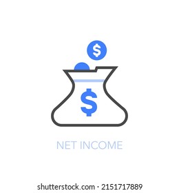 Simple visualised net income symbol. Easy to use for your website or presentation.