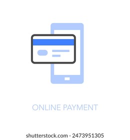 Einfach visualisiertes Online-Zahlungssymbol mit Smartphone und Kreditkarte.