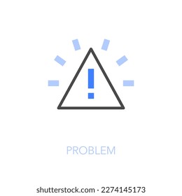 Simple visualised problem icon symbol with an alert triangle sign.