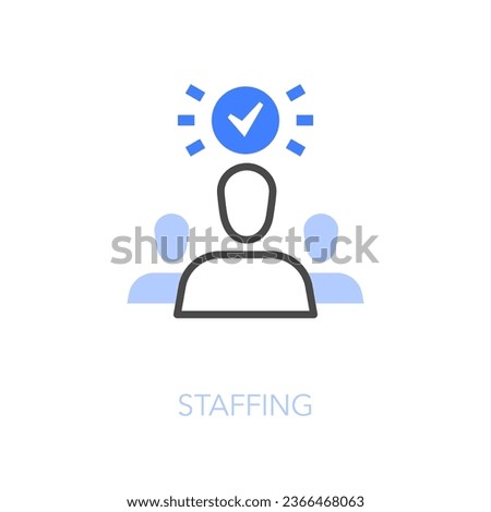 Simple visualised staffing icon symbol with a choosing eligible candidate.