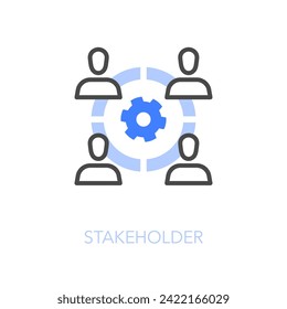 Simple visualised stakeholder icon symbol with persons with a stake in a organization or a project.