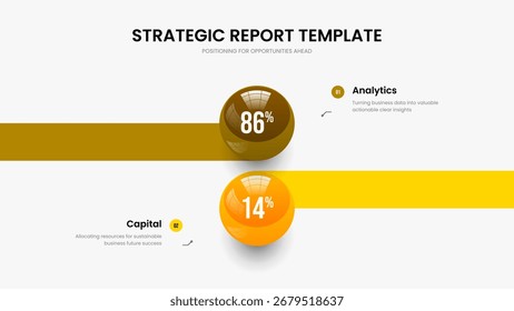 Simple Visualization Two Step Chart Presentation Layout. Educational Insight 2 Option Infographic Slide Design. Enterprise Growth Frame Template Vector Illustration.