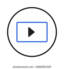 Um botão de execução simples e impressionante dentro de um círculo promove a interação com a mídia digital. Este símbolo facilmente reconhecível comunica de forma eficaz o conceito de iniciar ou reproduzir vídeo