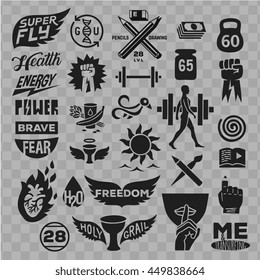 simple vital emblems badges set, isolated vector graphic shape logotype illustrations.
