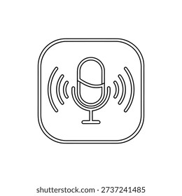 Simple voice assistant line icon on white background, ideal for AI, smart devices, and technology visuals with SEO optimized description.