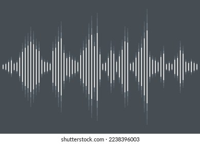 Pantalla de sonido de voz simple. Gráfico de audio del ecualizador de forma de onda. Vector de niveles de audio. Blanco sobre gris.