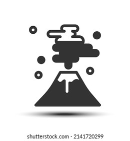Simple volcano filled line icon, earthquake related concept on the white background