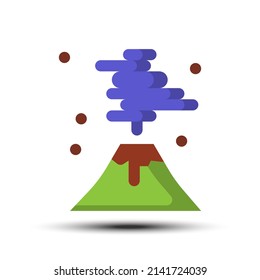 Einfache Vulkan-Flachsymbol, Erdbebenkonzept auf weißem Hintergrund