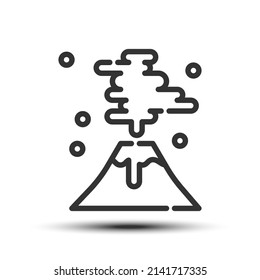 Simple Volcano Outline Icon, Earthquake Related Concept On The White Background