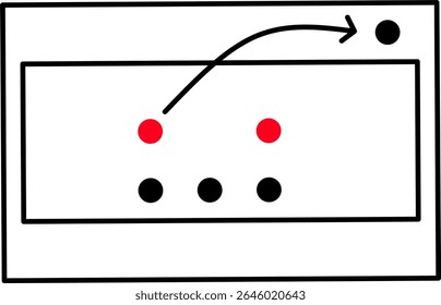 Simple volleyball float serve tactic diagram with player positions and movement arrows.