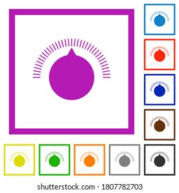 Simple volume control flat color icons in square frames on white background