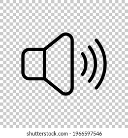 Icono de volumen simple, altavoz de audio, símbolo de sonido. Símbolo lineal modificable negro sobre fondo transparente