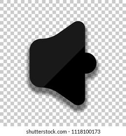 Simple volume max. Black glass icon with soft shadow on transparent background