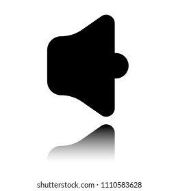 Simple volume max. Black icon with mirror reflection on white background