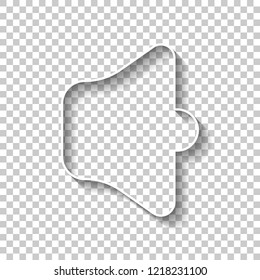 Simple volume max. White outline sign with shadow on transparent background
