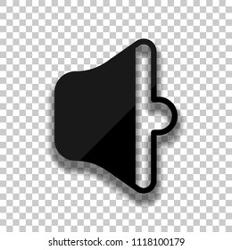 simple volume medium. Black glass icon with soft shadow on transparent background