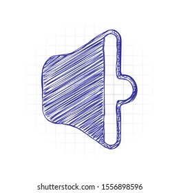 simple volume medium. Hand drawn sketched picture with scribble fill. Blue ink. Doodle on white background