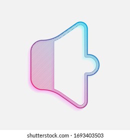 Simple volume min. Colored logo with diagonal lines and blue-red gradient. Neon graphic, light effect
