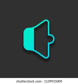 Simple volume min. Colorful logo concept with soft shadow on dark background. Icon color of azure ocean