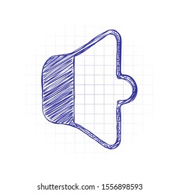 Simple volume min. Hand drawn sketched picture with scribble fill. Blue ink. Doodle on white background