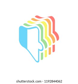 Simple volume min. Stack of colorful isometric icons on white background