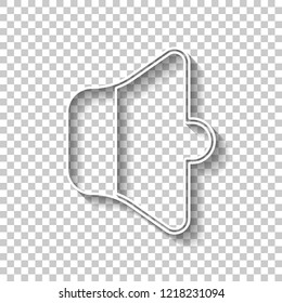 Simple volume min. White outline sign with shadow on transparent background