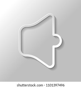 Simple volume mute. Linear, thin outline. Paper style with shadow on gray background