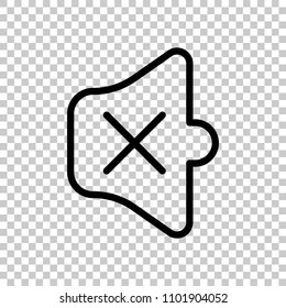 Simple volume mute. Linear, thin outline. On transparent background.