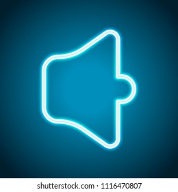 Simple volume mute. Linear, thin outline. Neon style. Light decoration icon. Bright electric symbol