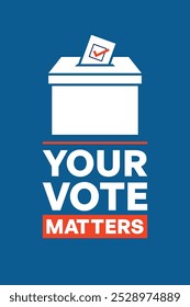 Simple Vote Matters Poster with Checkmark and Ballot Box Icon Vector Illustration