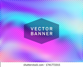 Simple voucher geometric holographic vector background. Club party placard abstract backdrop. Metallic abstract geometric template for voucher design.