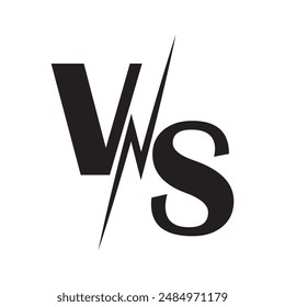 simple vs logo design vector, flat versus icon, Letter logo design vs icon symbol, Versus Or VS Letters Logo symbol design template.  competition, battle, match, game. Flat black font Versus