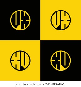 Simple VX and XV Letter Circle Logo Set, suitable for business with VX and XV initial.