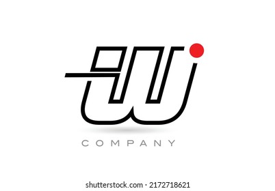 Simple W alphabet letter logo icon design with line and red dot. Creative template for business and company