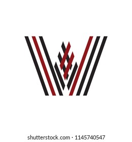 simple w, vwv, www initials line art geometric logo
