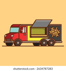 Simple Waffle Wonders on Wheels cartoon vector illustration Collection of Truck Shop concept icon isolated