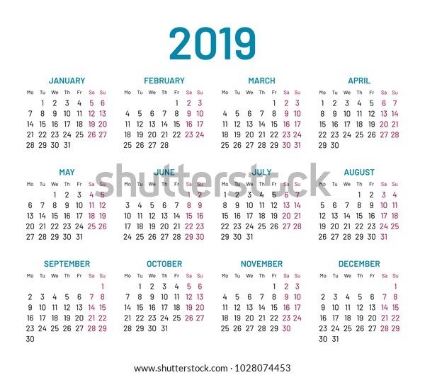 Wall Chart Calendar 2019