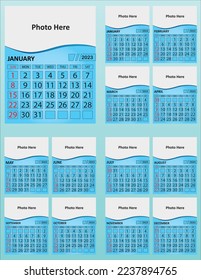 simple wall calendar 2023. simple calendar. wall calendar. year 2023. 
Light Blue Calendar.
