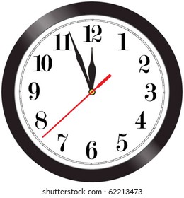 Simple wall clock illustration - almost midnight