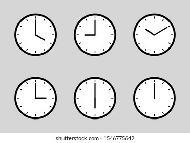 Simple wall clock set. each clock is grouped with its elements separately