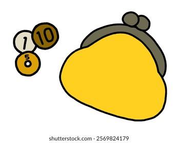 A simple wallet with a clasp and some coins