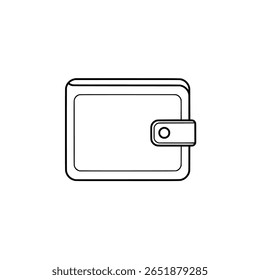 Una cartera simple en un estilo de icono de contorno limpio. Un símbolo minimalista que representa las finanzas personales, la gestión del dinero y los métodos de pago.