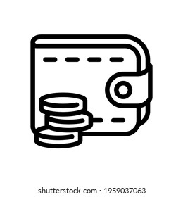 Simple wallet icon, place for money and cards. Black icon on white background