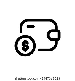 Icono de línea de cartera simple aislado sobre un fondo blanco