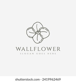 Simple wallflower flower logo, spring flower vector design