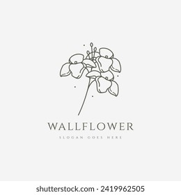 Simple wallflower flower logo, spring flower vector design