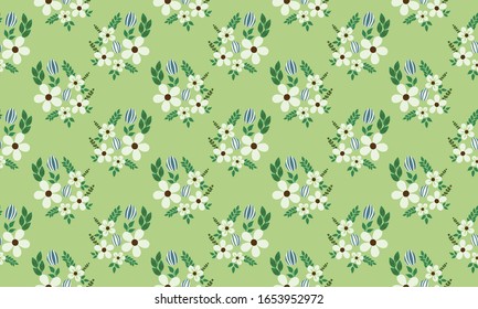 Simple wallpaper for Easter, with seamless leaf and flower pattern background design.