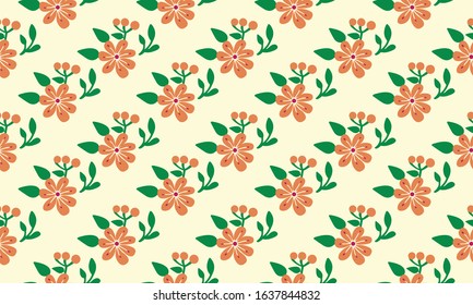 Simple wallpaper for spring, with seamless leaf and flower pattern background design.